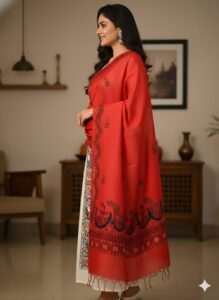 Women’s Lightweight Khadi Cotton Kurta Set with Hand-Painted Madhubani Dupatta
